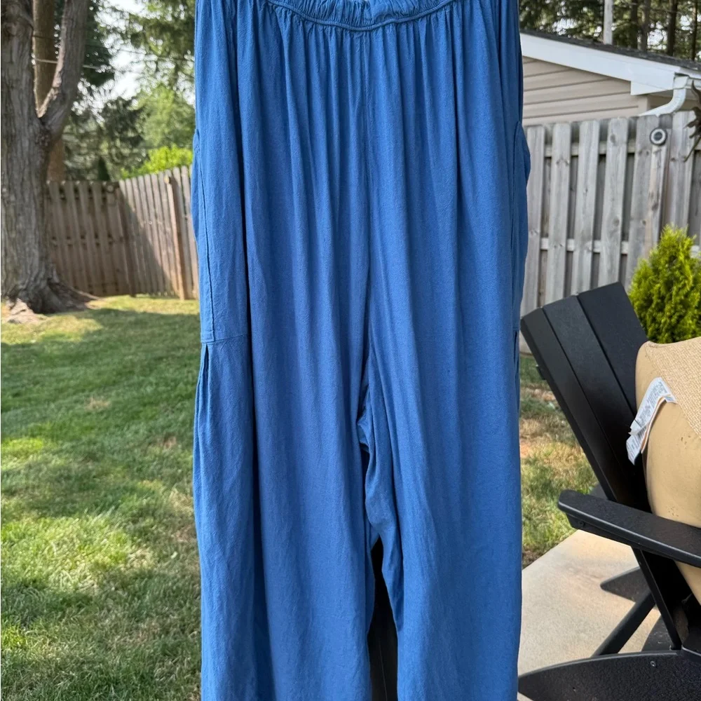 Free People Blue Relaxed Pocket Jumpsuit